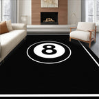 Black and White Eight Ball Graphic Rug