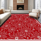 Bold Red Floral Bloom Collage Rug