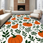 Autumn Orange Pumpkin Leaf Scatter Rug
