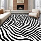 Graphic Black White Zebra Stripe Rug