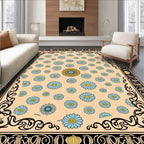 Peach Blue Daisy Scatter Border Rug
