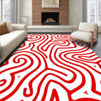 Bold Red Swirl Maze Tangle Rug