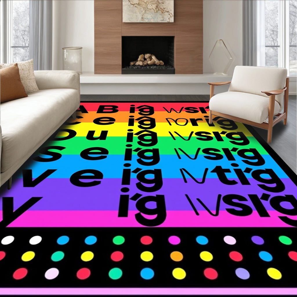 Rainbow Bold Alphabet Dot Rug