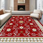 Crimson Red Floral Medallion Ornamental Rug