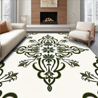 Dark Green Floral Medallion Damask Rug