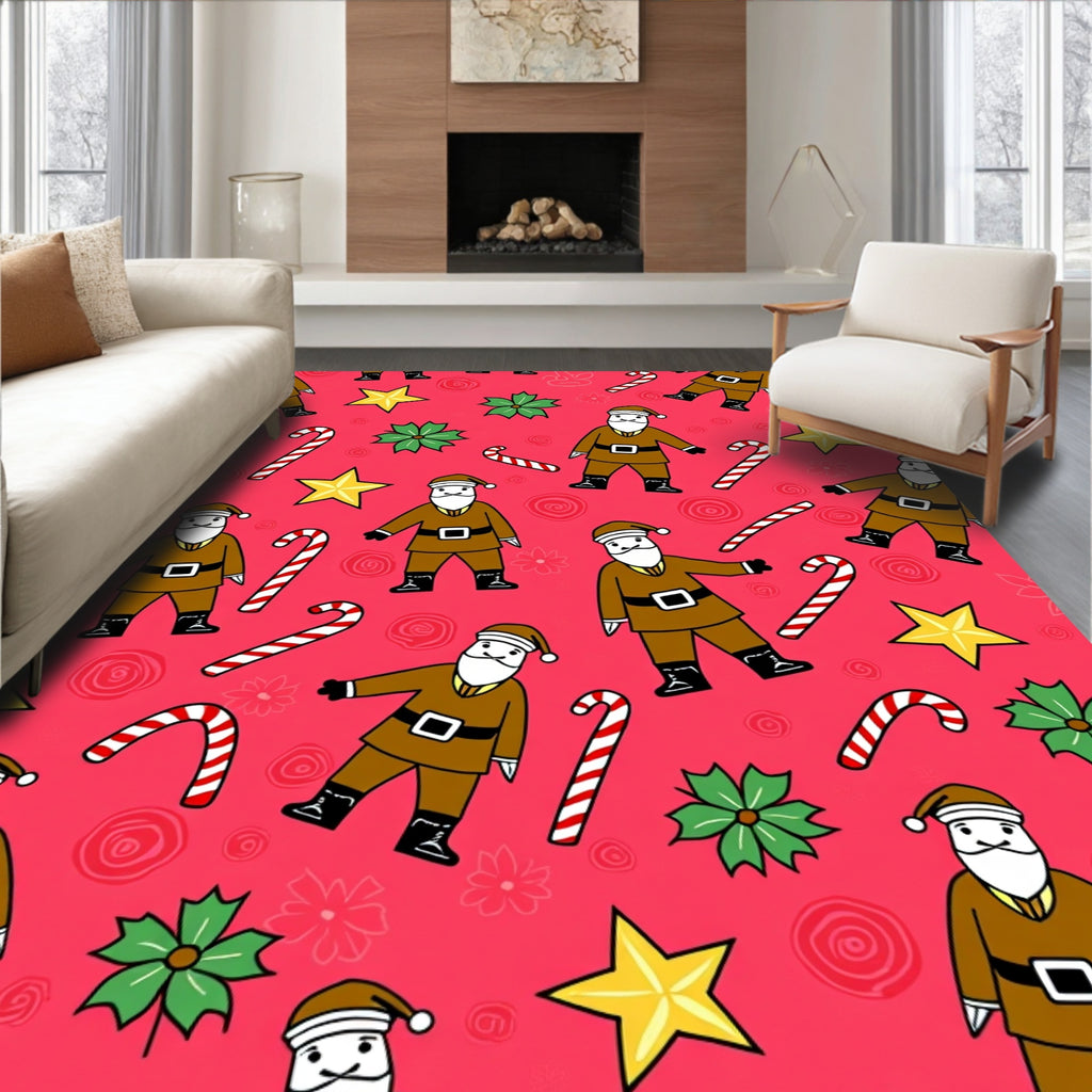 Festive Santa Candy Cane Starburst Collection Rug