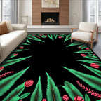 Emerald Tropical Leaf Orb Border Rug