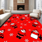Christmas Red Santa Snowflakes Repeat Rug