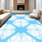 Pale Blue White Quatrefoil Abstract Rug