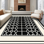 Black White Geometric Lattice Rug