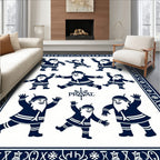 Navy Blue Happy Gnomes Border Rug