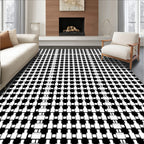 Monochromatic Black White Grid Texture Rug