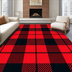 Classic Red Black Plaid Checkered Rug