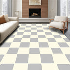 Modern Cream Gray Checkerboard Rug