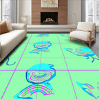 Abstract Cyan Magenta Swirls Rug