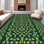 Emerald Green Golden Vine Medallion Rug