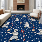 Joyful Children Flying Kites Starry Night Rug