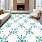 Teal Floral Lattice Art Deco Rug