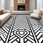 Monochromatic Geometric Art Deco Panels Rug