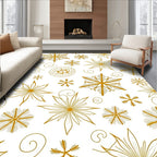 Golden Snowflake Swirl Whimsical Rug
