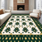 Forest Green Gold Pine Tree Tapestry Rug