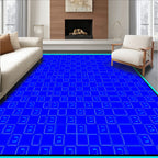 Bright Blue Repeating Square Grid Rug