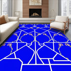 Bold Blue Geometric Abstract Swirl Rug