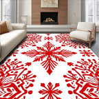 Vibrant Red Snowflake Medallion Rug