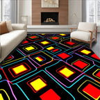Chic Neon Squares Geometric Rug