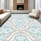 Light Gray Blue Floral Damask Rug