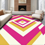 Bold Pink Gold Geometric Layers Rug