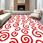 Crimson Red Swirl Calligraphy Rug