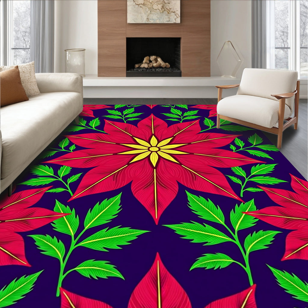 Crimson Yellow Floral Garden Rug