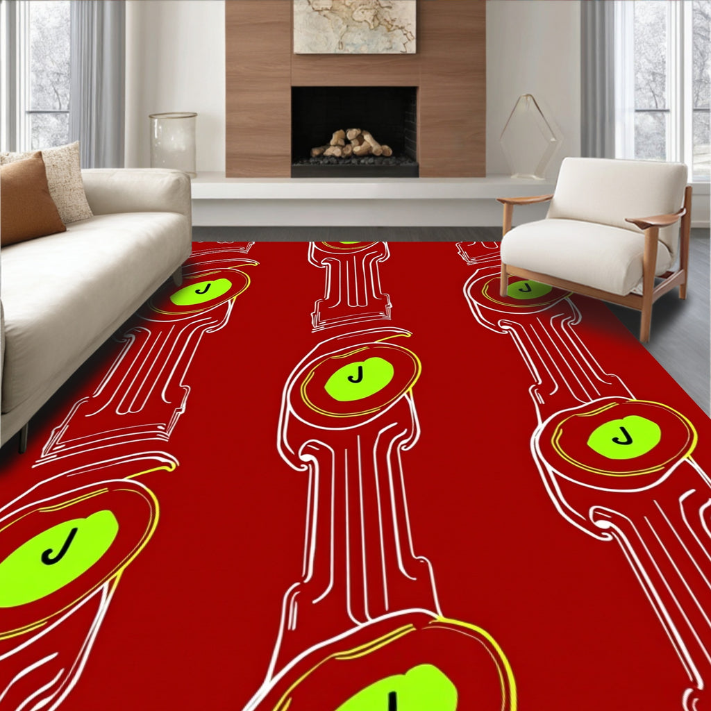 Red Columnar J Image Rug