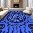 Deep Blue Intricate Mandala Floral Rug
