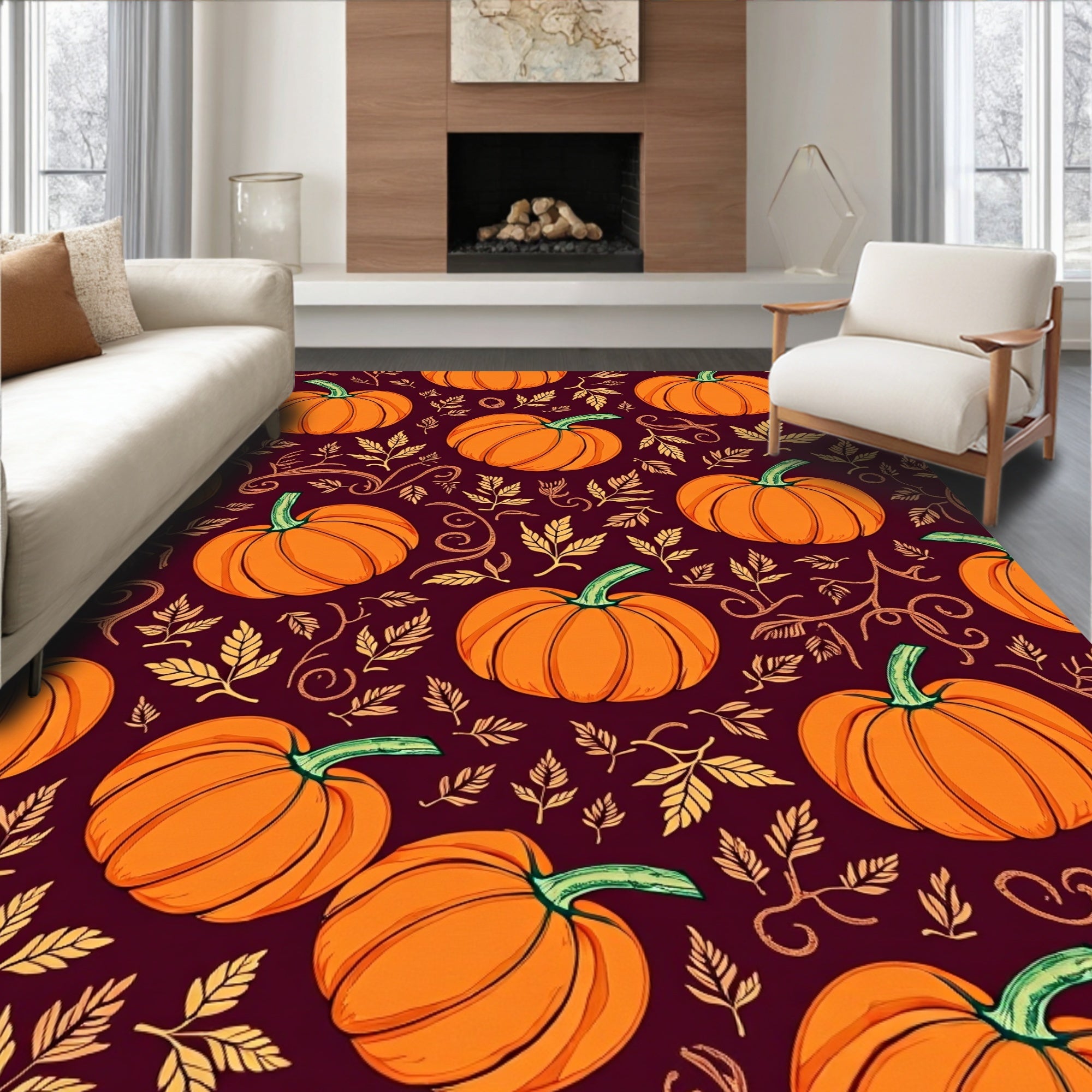 Autumn Pumpkin Patch Foliage Rug