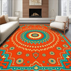 Vibrant Sunburst Floral Mandala Medallion Rug
