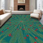 Festive Teal Gold Fern Blossom Rug