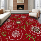 Crimson Floral Medallion Foliage Rug