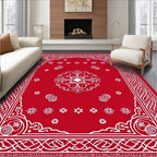 Bold Red Floral Medallion Border Rug