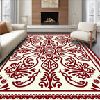 Ochre Crimson Vine Blossom Rug