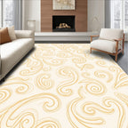 Cream and Gold Swirl Scroll Rug