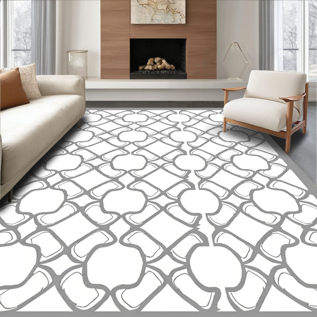 Gray Intertwined Abstract Geometric Rug