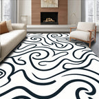 Midnight Swirls Abstract Organic Rug