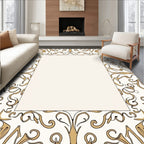 Ornate Gold Floral Border Rug