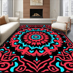 Rebel Red Cyan Mandala Aura Rug