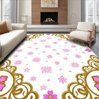 Gold Floral Medallion Pink Daisy Rug