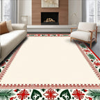 Crimson Green Floral Bordered Rug