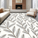 Brown Feathered Branch Botanical Rug