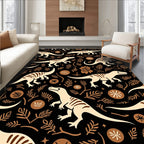 Beige Dinosaurs And Brown Foliage Rug